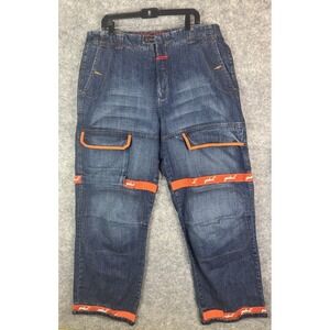 Vintage Marithe Francois Girbaud Jeans Mens 38 Orange Shutter Tape Wide Leg Y2K